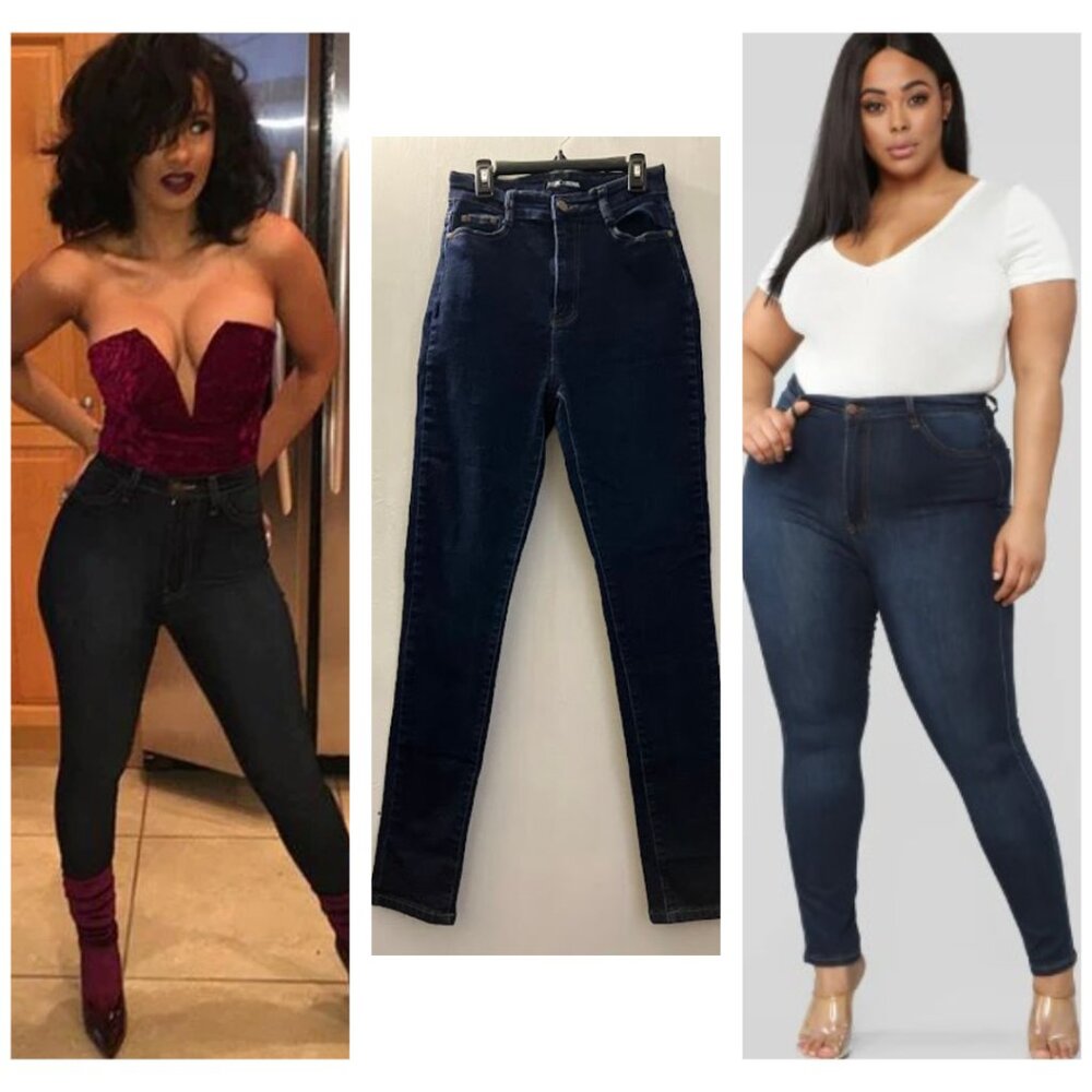 Fashion Nova Size 9/10 Classic Dark Blue High Waisted Medium-Little Stretch